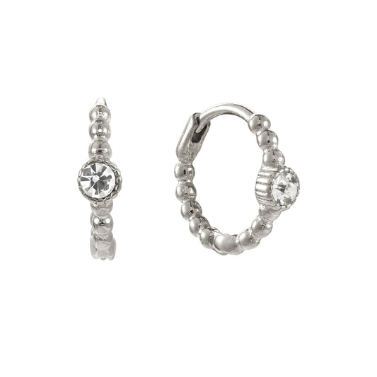 Nadine Crystal Silver Dainty Gem Huggie Earrings