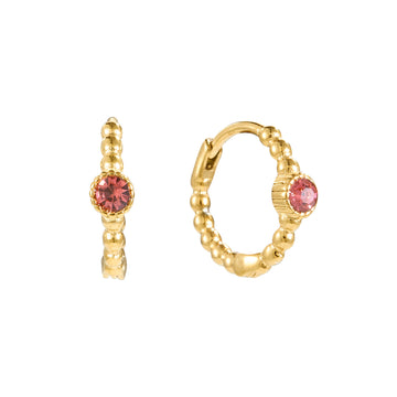 Nadine Pink Gold Dainty Gem Huggie Earrings