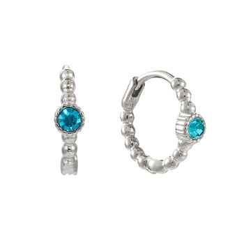 Nadine Silver Turqouise Huggie Earrings