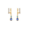 Neve Gold Blue Droplet Double Huggie Earrings