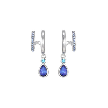 Neve Silver Blue Droplet Double Huggie Earrings