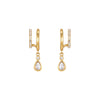 Neve Gold Crystal Droplet Double Huggie Earrings