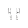 Neve Silver Crystal Droplet Double Huggie Earrings