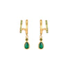 Neve Gold Green Droplet Double Huggie Earrings