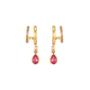 Neve Gold Pink Droplet Double Huggie Earrings