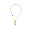 Olive Blue Gold Charm Necklace