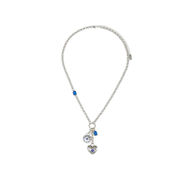 Olive Blue Silver Charm Necklace