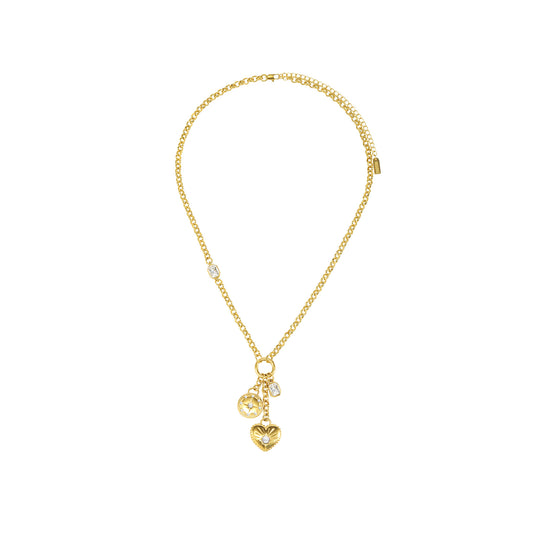 Olive Crystal Gold Charm Necklace