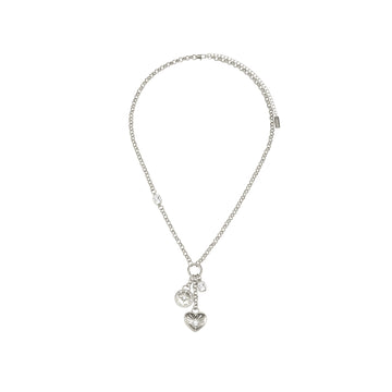 Olive Crystal Silver Charm Necklace