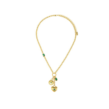 Olive Green Gold Charm Necklace