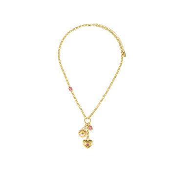 Olive Pink Gold Charm Necklace