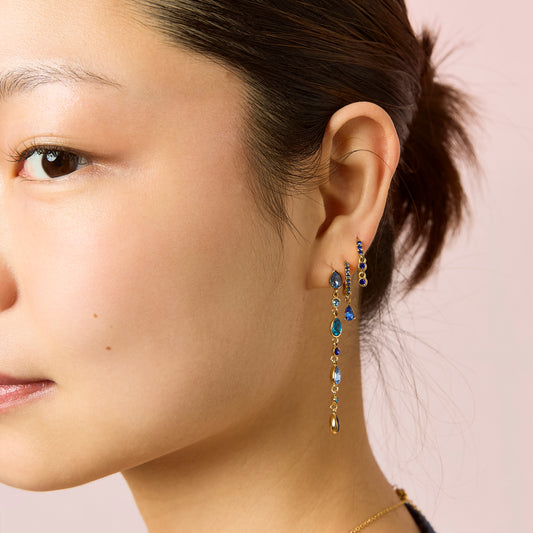 Ottillie Blue Gold Raindrop Huggie Earrings