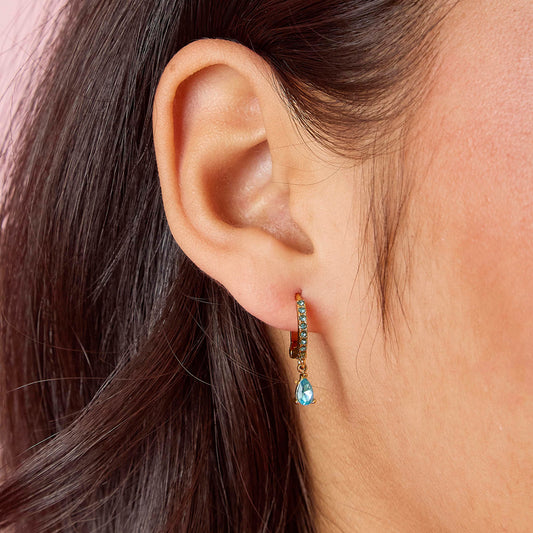 Ottillie Turquoise Gold Raindrop Huggie Earrings