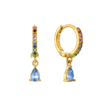 Ottillie Gold Rainbow Raindrop Huggie Earrings
