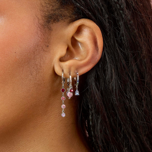 Ottillie Silver Rainbow Raindrop Huggie Earrings