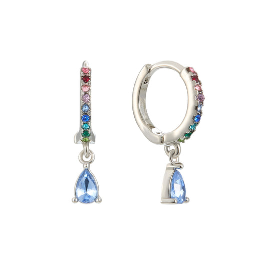 Ottillie Silver Rainbow Raindrop Huggie Earrings