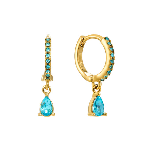 Ottillie Turquoise Gold Raindrop Huggie Earrings