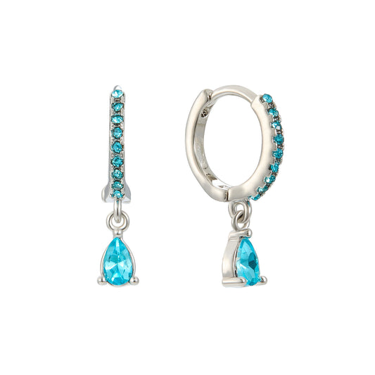 Ottillie Turquoise Silver Raindrop Huggie Earrings