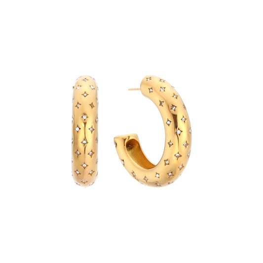 Petra Gold Crystal Chunky Star Hoops