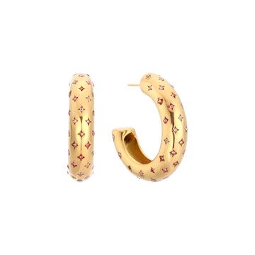 Petra Gold Multi-Pink Chunky Star Hoops