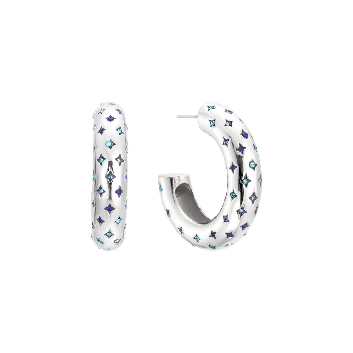 Petra Silver Multi Chunky Star Hoops