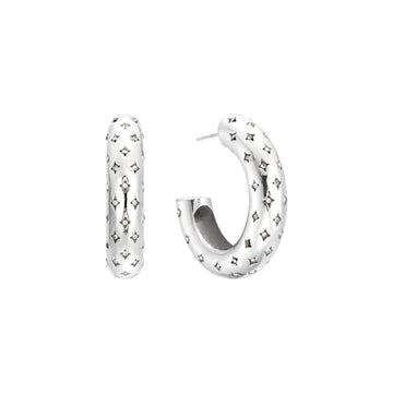 Petra Silver Crystal Chunky Star Hoops