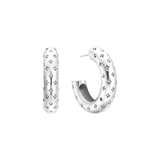 Petra Silver Crystal Chunky Star Hoops