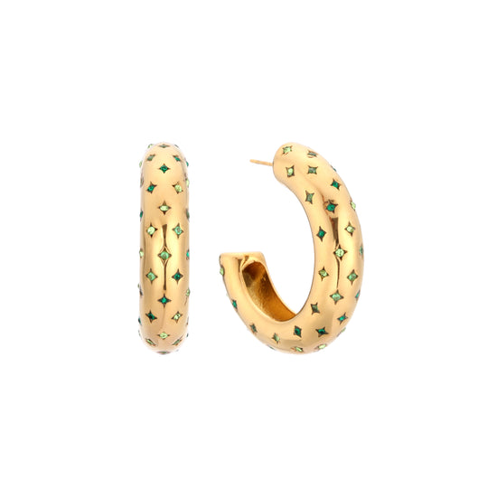 Petra Gold Multi-Green Chunky Star Hoops