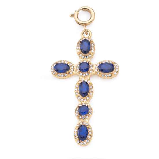 Phoebe Blue Gold Cross Pendant Charm