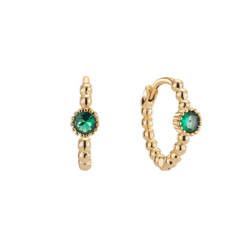 Nadine Gold Green Huggie Earrings