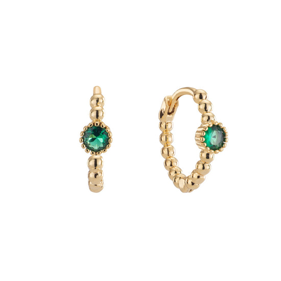 Nadine Gold Green Huggie Earrings