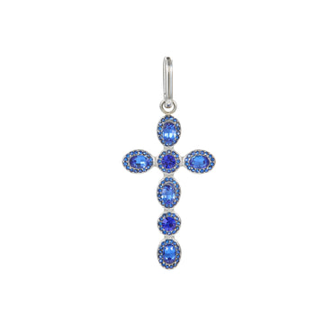 Phoebe Blue Silver Cross Pendant Charm