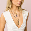 Phoebe Blue Gold Cross Pendant Charm