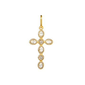 Phoebe Crystal Gold Cross Pendant Charm
