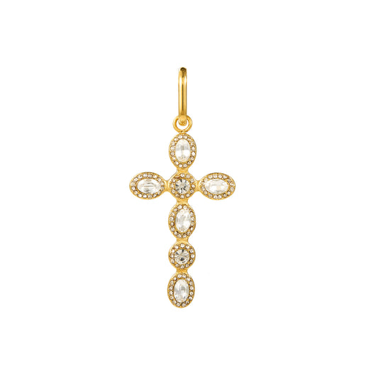 Phoebe Crystal Gold Cross Pendant Charm