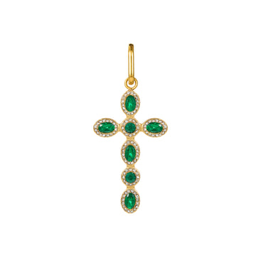 Phoebe Green Gold Cross Pendant Charm