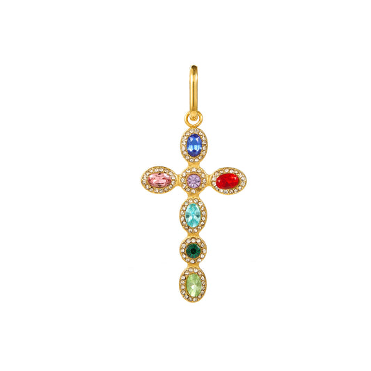 Phoebe Rainbow Gold Cross Pendant Charm