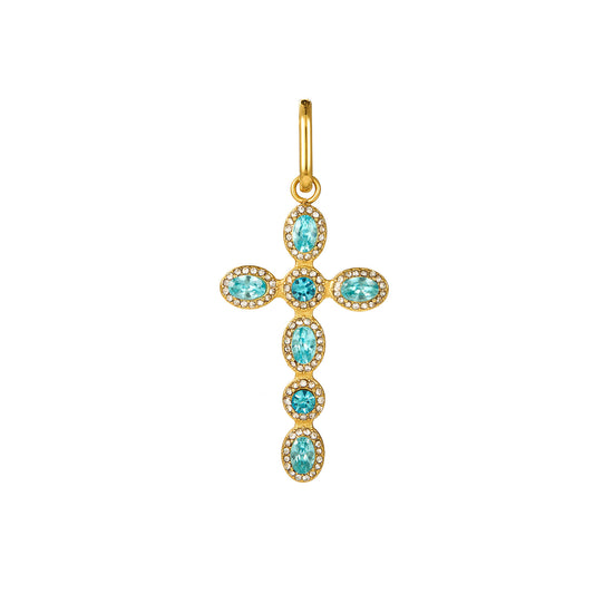 Phoebe Turquoise Gold Cross Pendant Charm