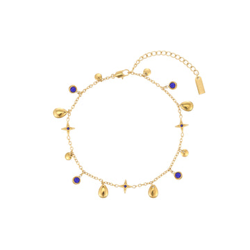 Poppy Gold Blue Star Anklet