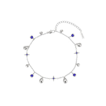Poppy Silver Blue Star Anklet