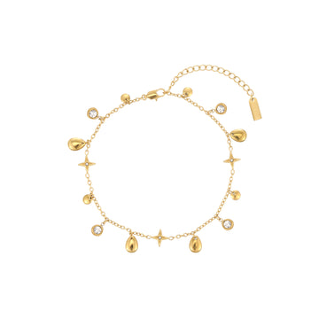 Poppy Gold Crystal Star Anklet