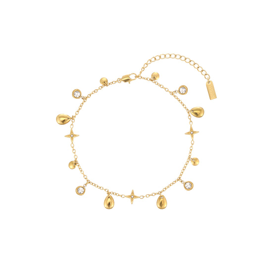 Poppy Gold Crystal Star Anklet