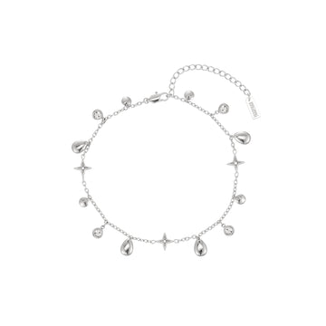 Poppy Silver Crystal Star Anklet