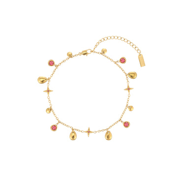 Poppy Gold Pink Star Anklet