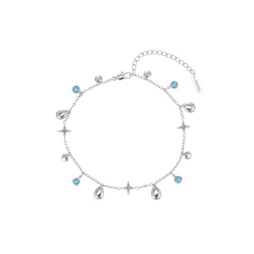 Poppy Silver Turquoise Star Anklet
