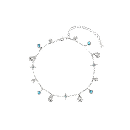Poppy Silver Turquoise Star Anklet