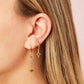 Romilly Green Gold Droplet Star Huggie Earrings