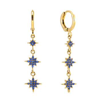 Romilly Blue Gold Droplet Star Huggie Earrings