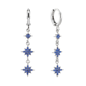 Romilly Blue Silver Droplet Star Huggie Earrings
