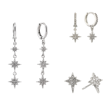 The Romilly, Cosima Huggie & Cosima Stud Set – Silver & Crystal